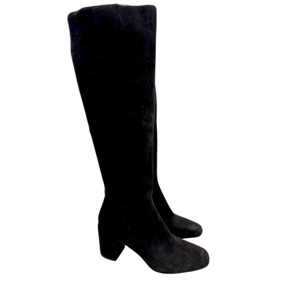 Splendid Black Suede Leather Knee High Tall Boots‎ - Picture 1 of 14